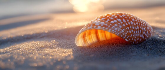 Sticker - Seashell on a Beach at Sunset.