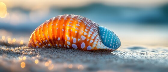 Sticker - Seashell on the Beach at Sunset.