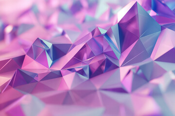 Poster - Colorful Abstract Geometric Background with Crystal Like Shapes in Pink and Purple