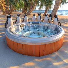 8 penguins beach hot tub