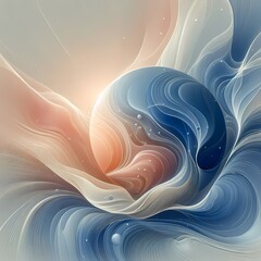 Wall Mural - “Abstract blue wave design with flowing lines and textured patterns”