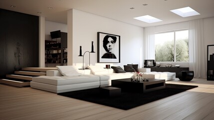 Wall Mural - A modern minimalist home interior design