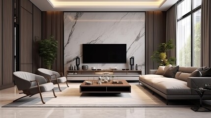 Poster - Modern luxury living room interior background, living room interior mockup