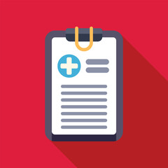 Sticker - Illustration of a medical report with a clipboard showing patient data and insurance information