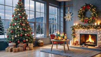 Wall Mural - christmas tree and christmas dagaration