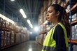 © Fred - Reflective vest-wearing worker confidently standing in traditional warehouse aisle