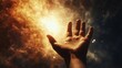 © arhendrix - Outstretched hand reaching towards a bright glowing light in a starry sky, symbolizing hope, aspiration, and inspiration.