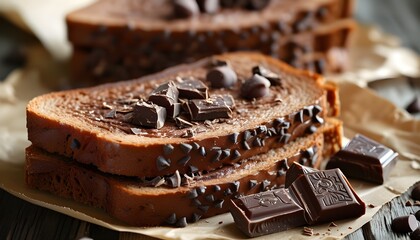 Delicious chocolate sandwich, layers of chocolate and bread make an attractive snack.