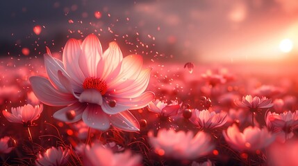 Wall Mural - Radiant Red Flower in Ethereal Bloom