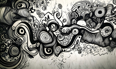 hand drawn abstract doodle style