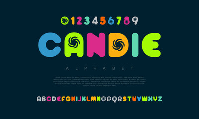 Candie creative modern geometric urban alphabet font. Digital abstract futuristic, game, techno, robot, music, logo, sport, minimal technology typography. Simple numeric vector illustration