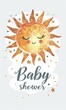 © Artlana - Invitation template with cute sleepy sun, cute design for baby shower or birthday modern invitation.