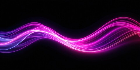 Sticker - Pink and purple neon wave on black background, neon, wave, abstract, purple, pink, vibrant, colorful, glowing, dynamic