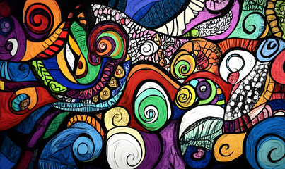 hand drawn abstract doodle style