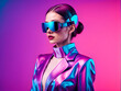 © Nyetock - Cyber futuristic elegant lady vogue look isolated vibrant gradient colorful effect background