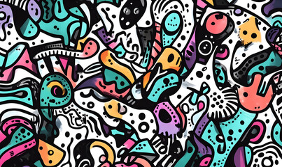 hand drawn abstract doodle style