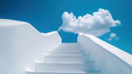 Canvas Print - santorinis iconic white stairs ascending to azure sky mediterranean paradise