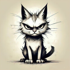 funny cat, cat in cartoon style, cartoon drawing