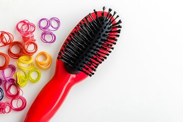 Hairbrush, barrette and Scrunchy isolated on white