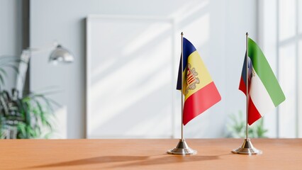 FLAGS OF ANDORRA AND EQUATORIAL GUINEA  ON TABLE