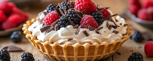 Wall Mural - Licorice pudding served in a waffle bowl