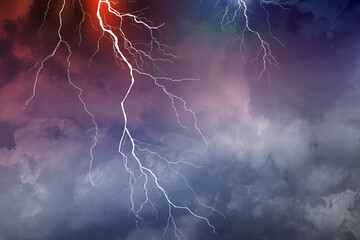 Wall Mural - lightning, thunder cloud dark cloudy sky
