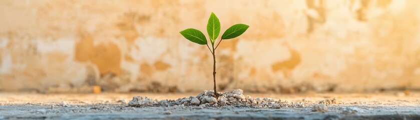 Wall Mural - Young Plant Sprouting Through Gravel.