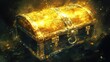© ธิดาพร สูญราช - Treasure chest with golden glow, mystical wealth, watercolor style