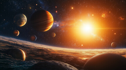 Wall Mural - stunning high-definition planetary system. an artistic view of the solar system. the glow of stars r