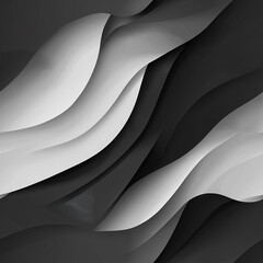 Wall Mural - Monochrome abstract waves in grayscale, creating a sleek and modern seamless pattern. The design is smooth with flowing curves.