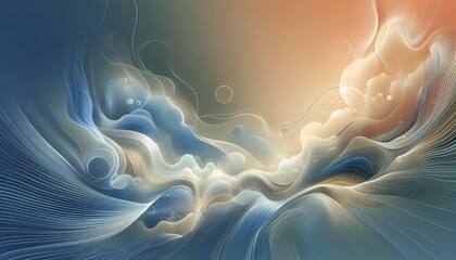 Wall Mural - How about: A smooth, abstract background featuring swirling blue waves and smoky lig