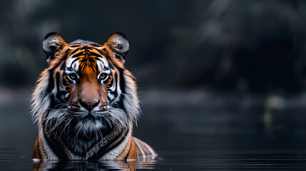 A close-up of a Malayan tiger. It is a tiger population in Peninsular Malaysia. This population is southern