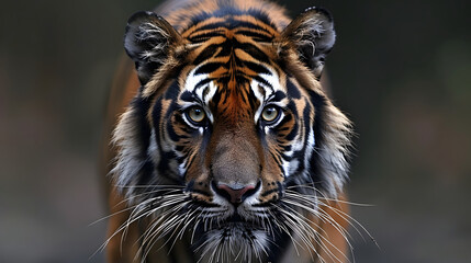 A close-up of a Malayan tiger. It is a tiger population in Peninsular Malaysia. This population is southern