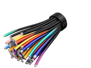 a bundle of colorful cables