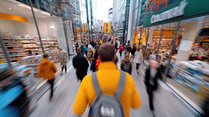 Dynamic Shopping Mall Scene During Black Friday Sale