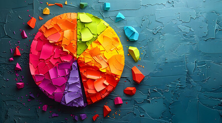 Sticker - Abstract Colorful Pie Chart Broken Apart Illustration