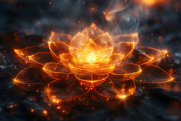 Wall Mural - Fiery Lotus Bloom 3D Illustration