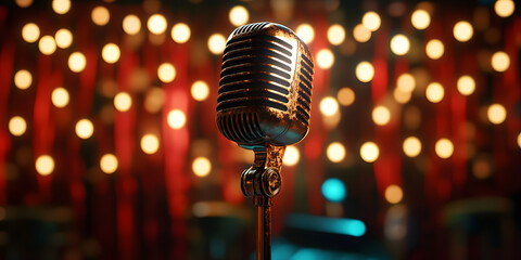 Wall Mural - theatre cabaret comedy show opera music concert club standup scene. beginning of the show adult ente