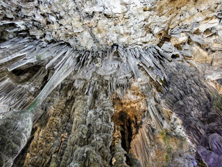 Stalactites in a cave in Gibraltar. A fascinating work of nature