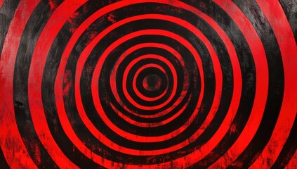 Wall Mural - Red and black concentric circles.