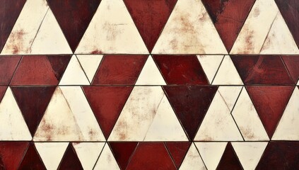 Wall Mural - White and red geometric tile pattern.