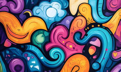 Wall Mural - doodle with unique shape and pattern background