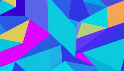 Wall Mural - Abstract geometric background with blue, green, pink, and yellow triangles.