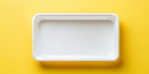 Creative Abstract Yellow Background with Empty Plastic or Paper Tray Model: Versatile Product Display Mockup for Marketing. Minimalist UI Web Poster Design Showcasing Blank Canvas for Merchandise Pres