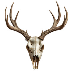 deer head skull isolated on transparent background ,deer antler skull decoration ,