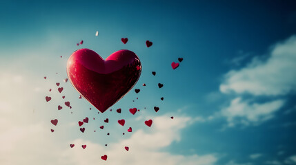 Poster - Heart with starts Falling from sky Animation with transparent background