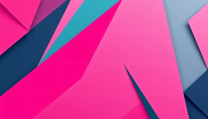 Wall Mural - Abstract geometric background with pink, blue, and teal colors in a modern, minimalist style.