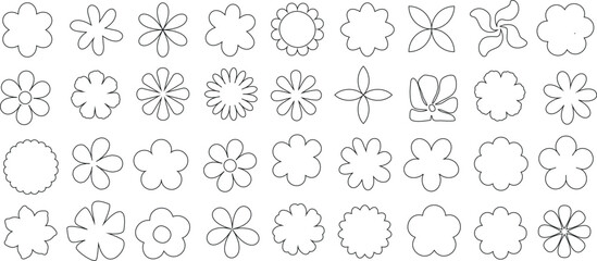 Wall Mural - flower shape, floral outline, petal design vector flower pattern, seamless floral background, clipar