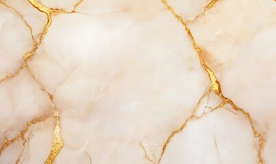 Wall Mural - golden beige marble with gold river-like patterns,  Generative AI