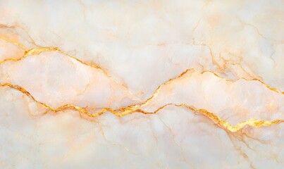 Wall Mural - golden beige marble with gold river-like patterns,  Generative AI